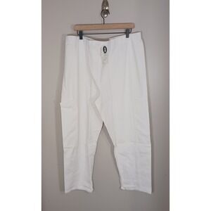 Eileen Fisher Organic Cotton Hemp Ankle Pants White Elastic Waist Women's 1X NWT